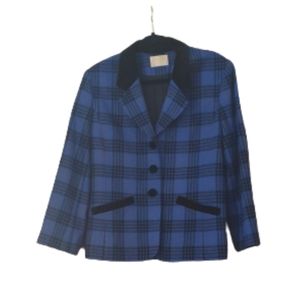 Vintage Classic Preppy Girl 100% Virgin Wool Pendleton Plaid Blazer